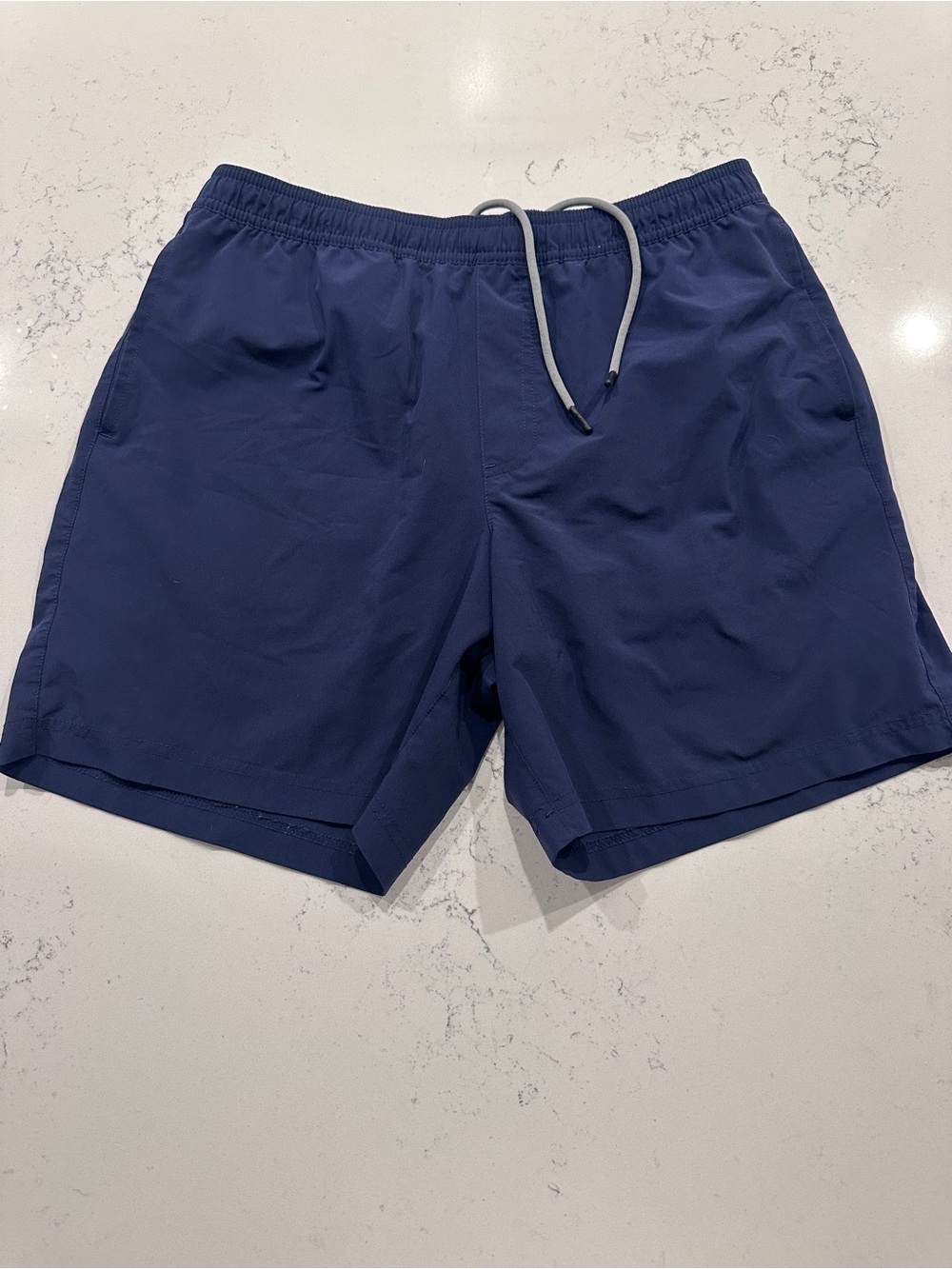 chubbies Navy Hybrid Lined Athletic Shorts 7” with Dinosaur Liner